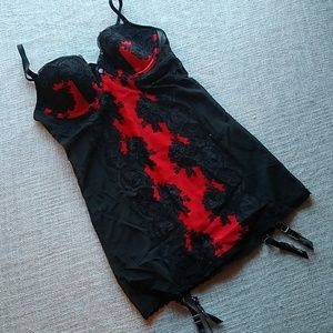 Sexy Red and Black lace slip